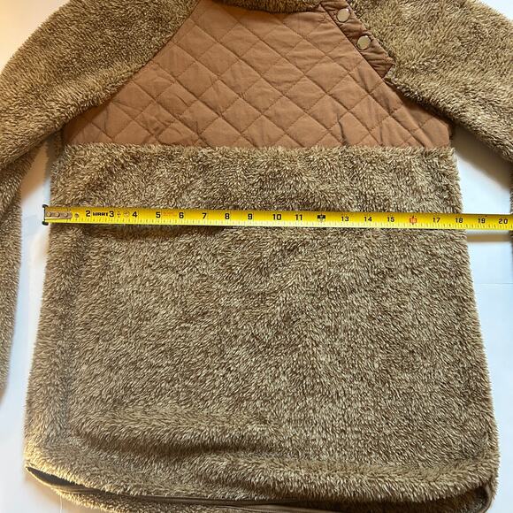 VIISHOW Women's Small Brown Sherpa Quilted Pullover Fleece Sweater - Picture 6 of 7